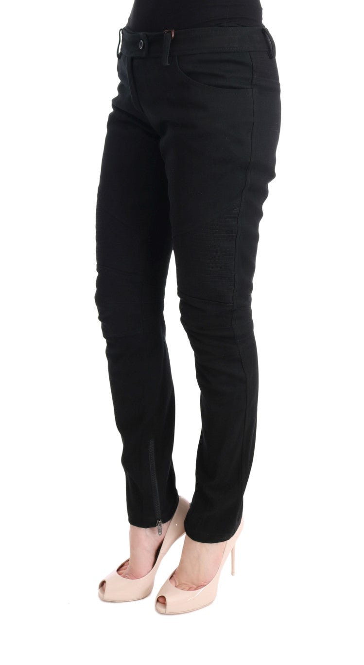 Ermanno Scervino Schwarze Baumwoll-Freizeithose, schmal geschnitten