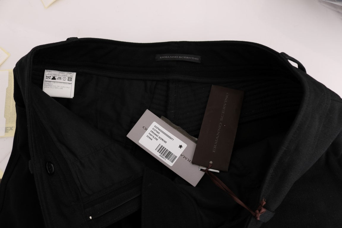 Ermanno Scervino Schwarze Baumwoll-Freizeithose, schmal geschnitten