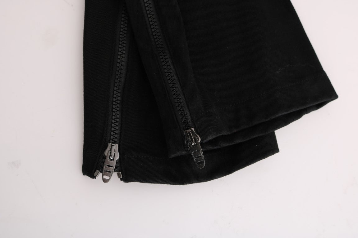 Ermanno Scervino Schwarze Baumwoll-Freizeithose, schmal geschnitten