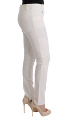 Ermanno Scervino White Cotton Slim Fit Casual Pants