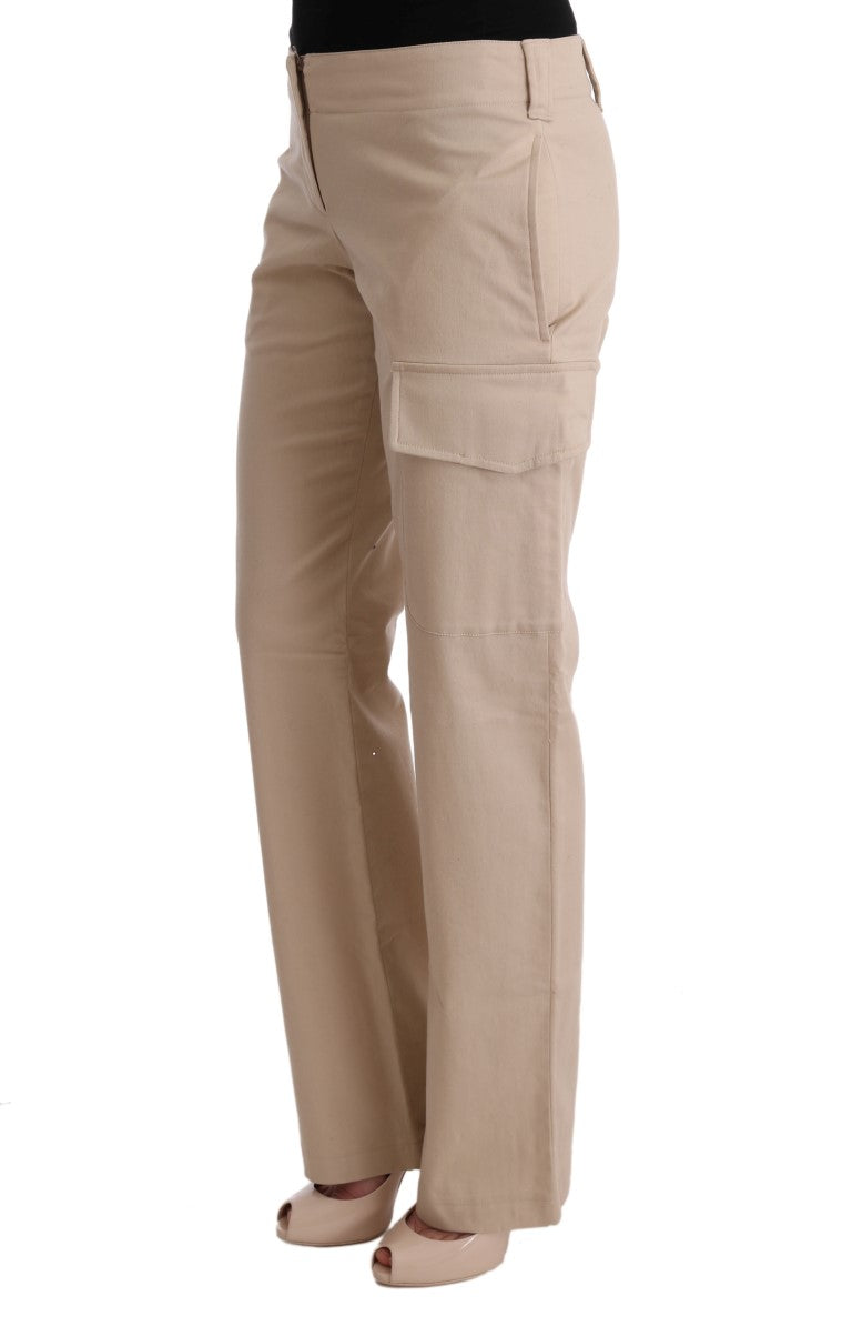 Ermanno Scervino Beige Hose aus Baumwoll-Wolle mit normaler Passform