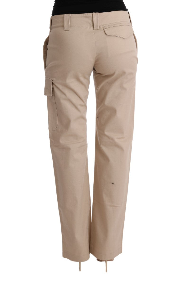 Ermanno Scervino Beige Hose aus Baumwoll-Wolle mit normaler Passform