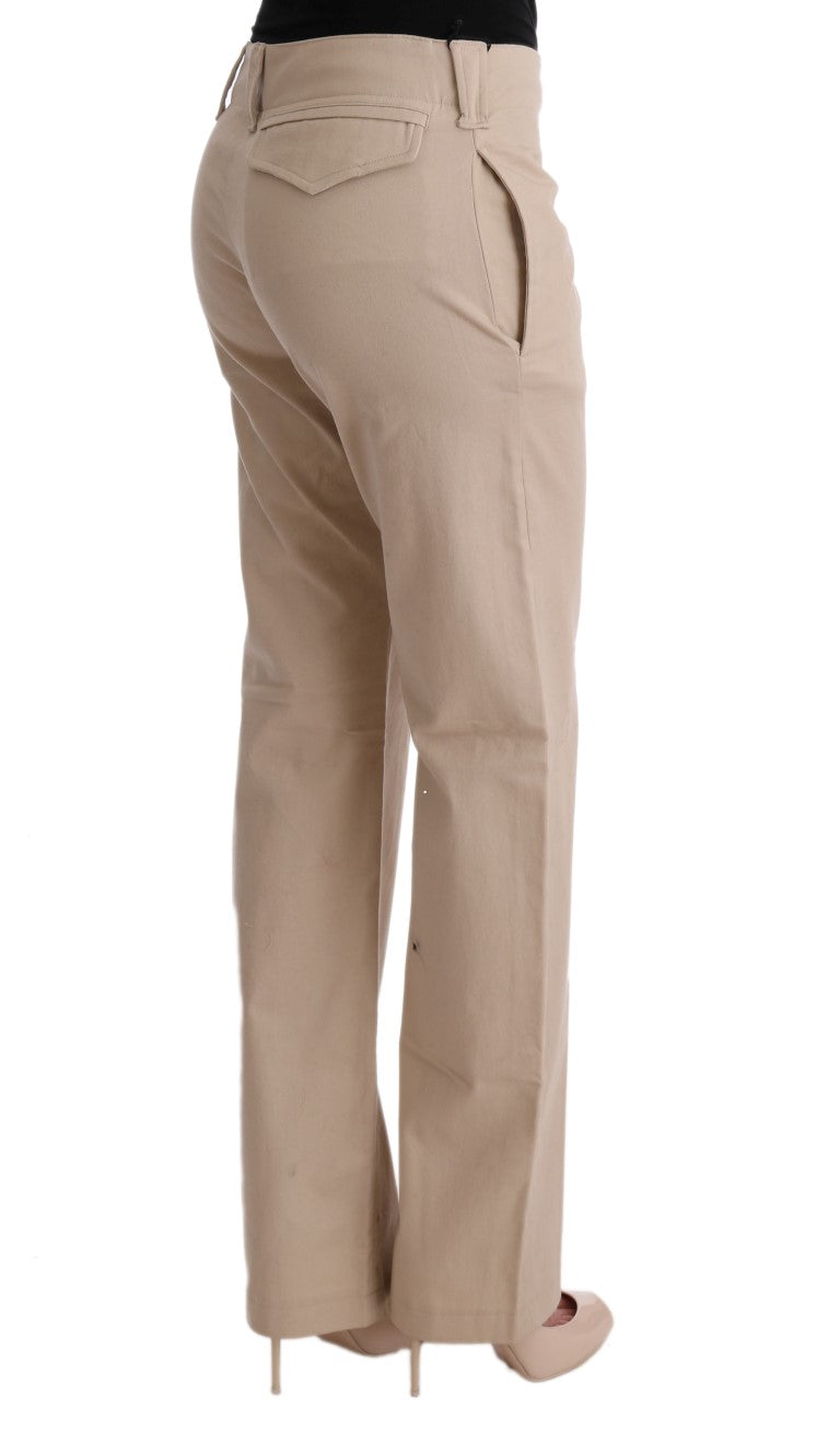 Ermanno Scervino Beige Hose aus Baumwoll-Wolle mit normaler Passform