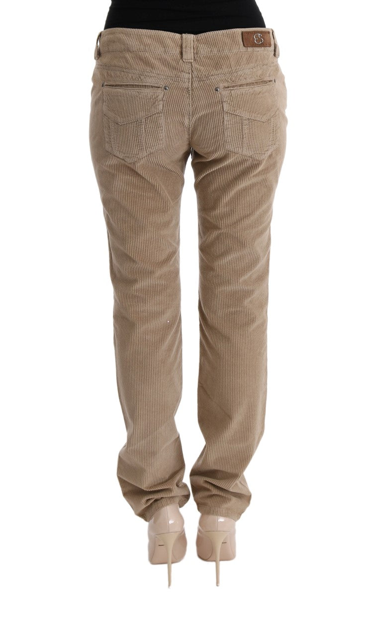 Ermanno Scervino Hose aus beigefarbenem Baumwollsamt im Regular Fit