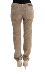 Ermanno Scervino Hose aus beigefarbenem Baumwollsamt im Regular Fit
