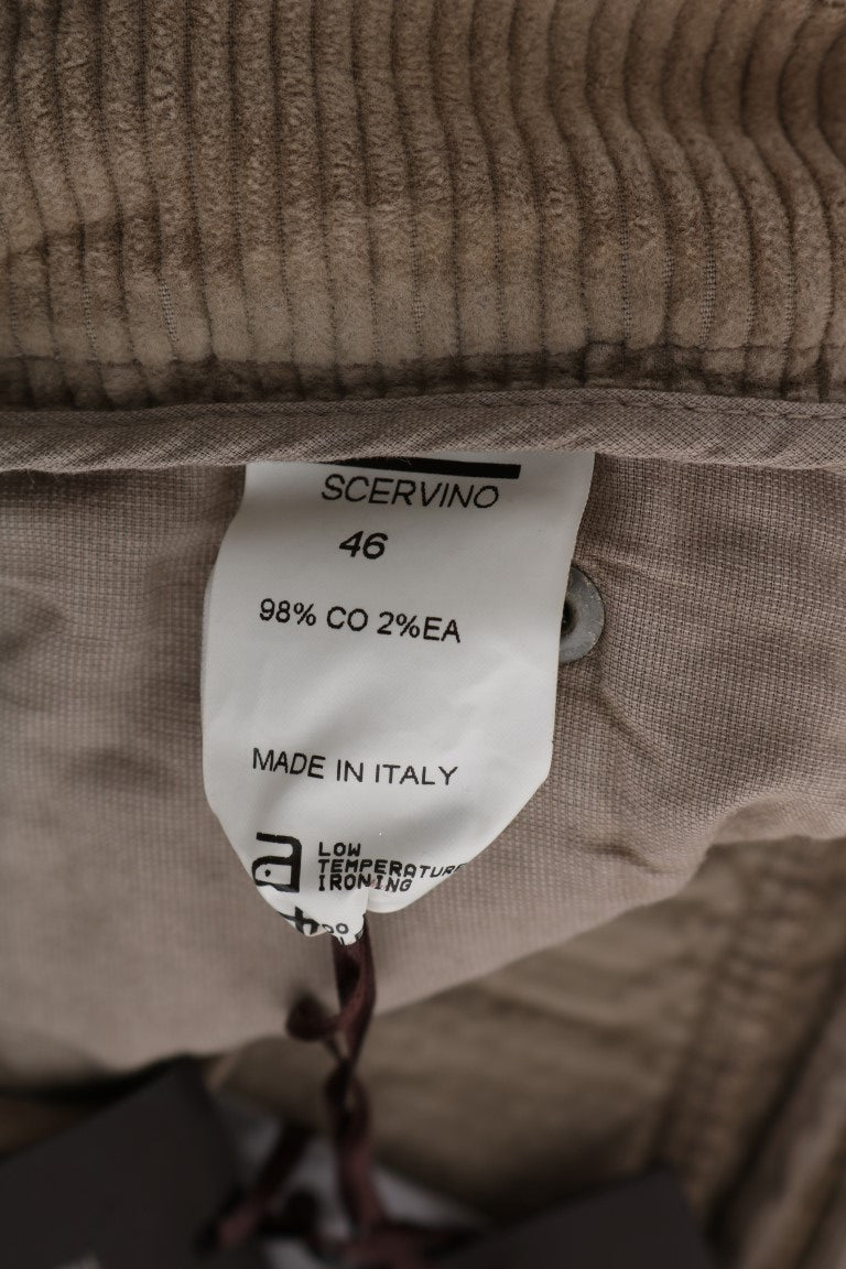 Ermanno Scervino Hose aus beigefarbenem Baumwollsamt im Regular Fit