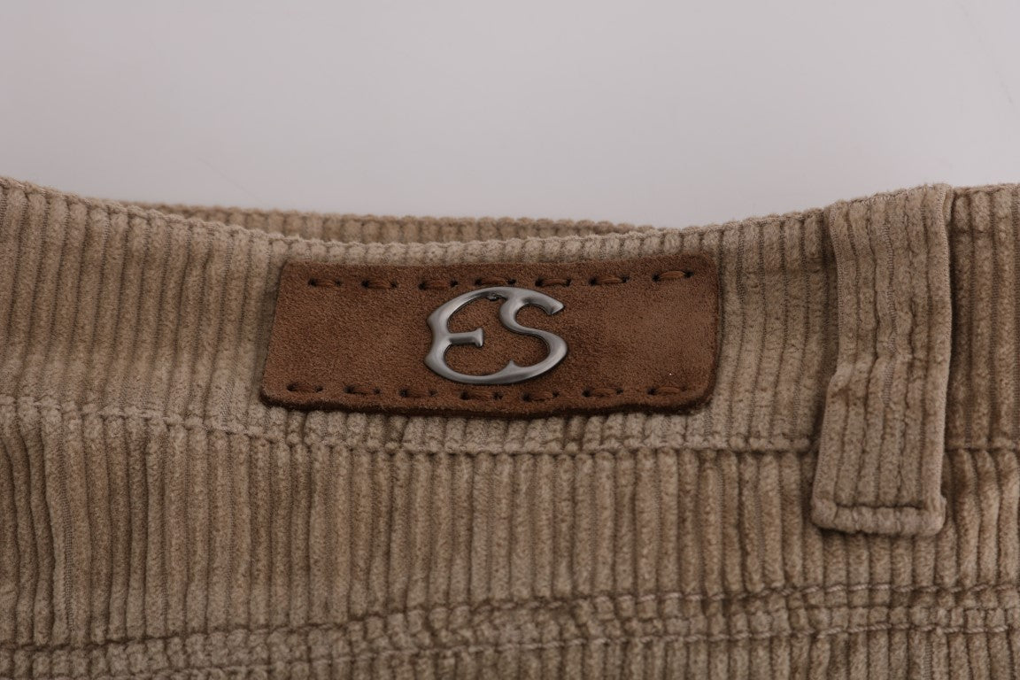 Ermanno Scervino Hose aus beigefarbenem Baumwollsamt im Regular Fit