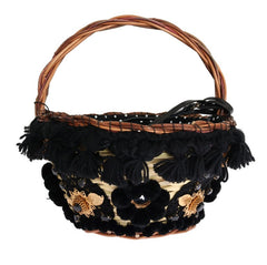 Dolce & Gabbana Beige Stro Slangenleer Pom Pom Kristal AGNESE Tas