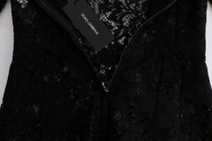 Dolce & Gabbana Schwarzes florales Spitzen-Kleid Chamomile Sicily