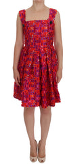 Dolce & Gabbana Pinkes gemustertes A-Linien-Kleid oberhalb der Knie