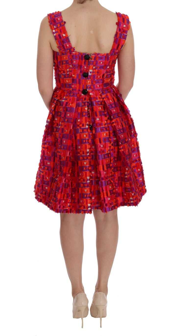 Dolce & Gabbana Pinkes gemustertes A-Linien-Kleid oberhalb der Knie