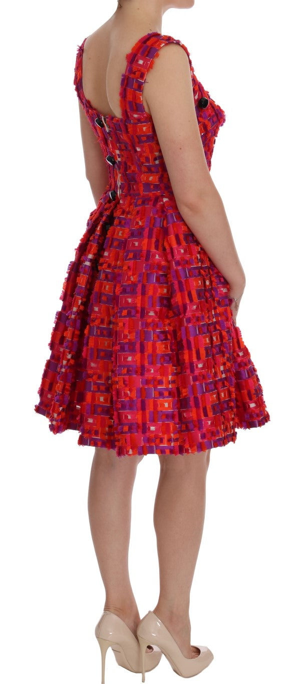 Dolce & Gabbana Pinkes gemustertes A-Linien-Kleid oberhalb der Knie