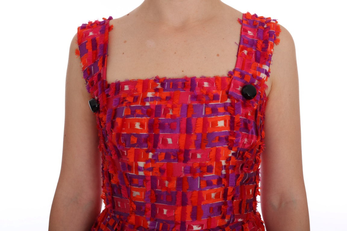 Dolce & Gabbana Pinkes gemustertes A-Linien-Kleid oberhalb der Knie
