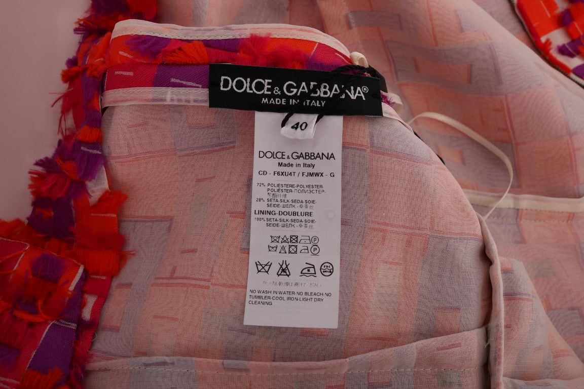Dolce & Gabbana Pinkes gemustertes A-Linien-Kleid oberhalb der Knie