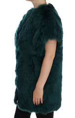 Dolce & Gabbana Groen Alpaca Bont Vest Mouwloos Jack