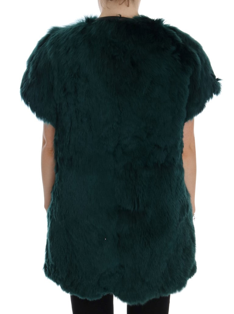 Dolce & Gabbana Groen Alpaca Bont Vest Mouwloos Jack