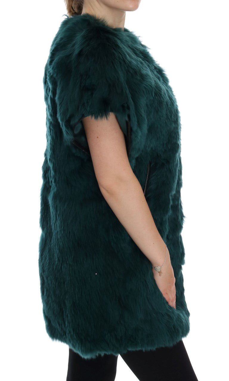 Dolce & Gabbana Groen Alpaca Bont Vest Mouwloos Jack