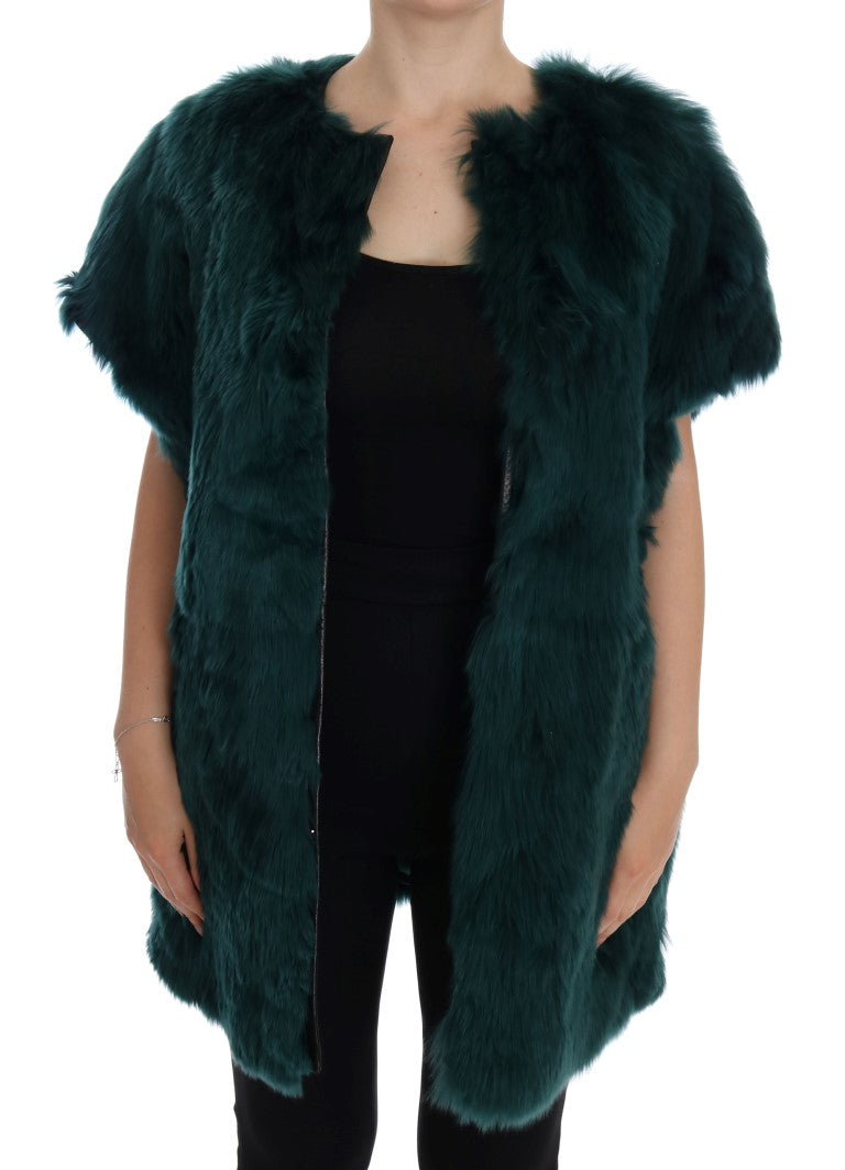 Dolce & Gabbana Groen Alpaca Bont Vest Mouwloos Jack