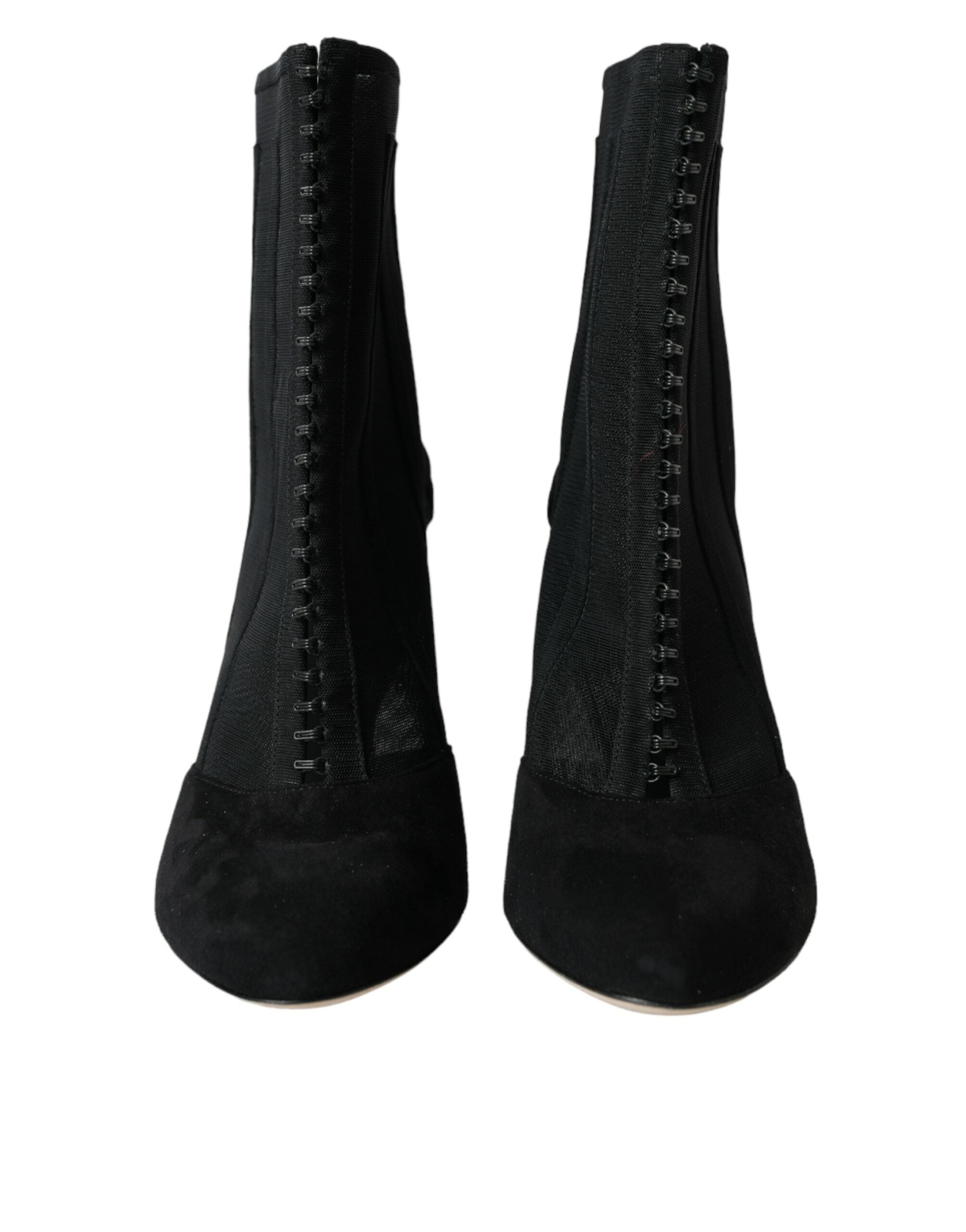 Dolce &amp; Gabbana Schwarze Mesh-Stiletto-Absätze Stiefeletten Schuhe