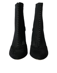 Dolce &amp; Gabbana Schwarze Mesh-Stiletto-Absätze Stiefeletten Schuhe