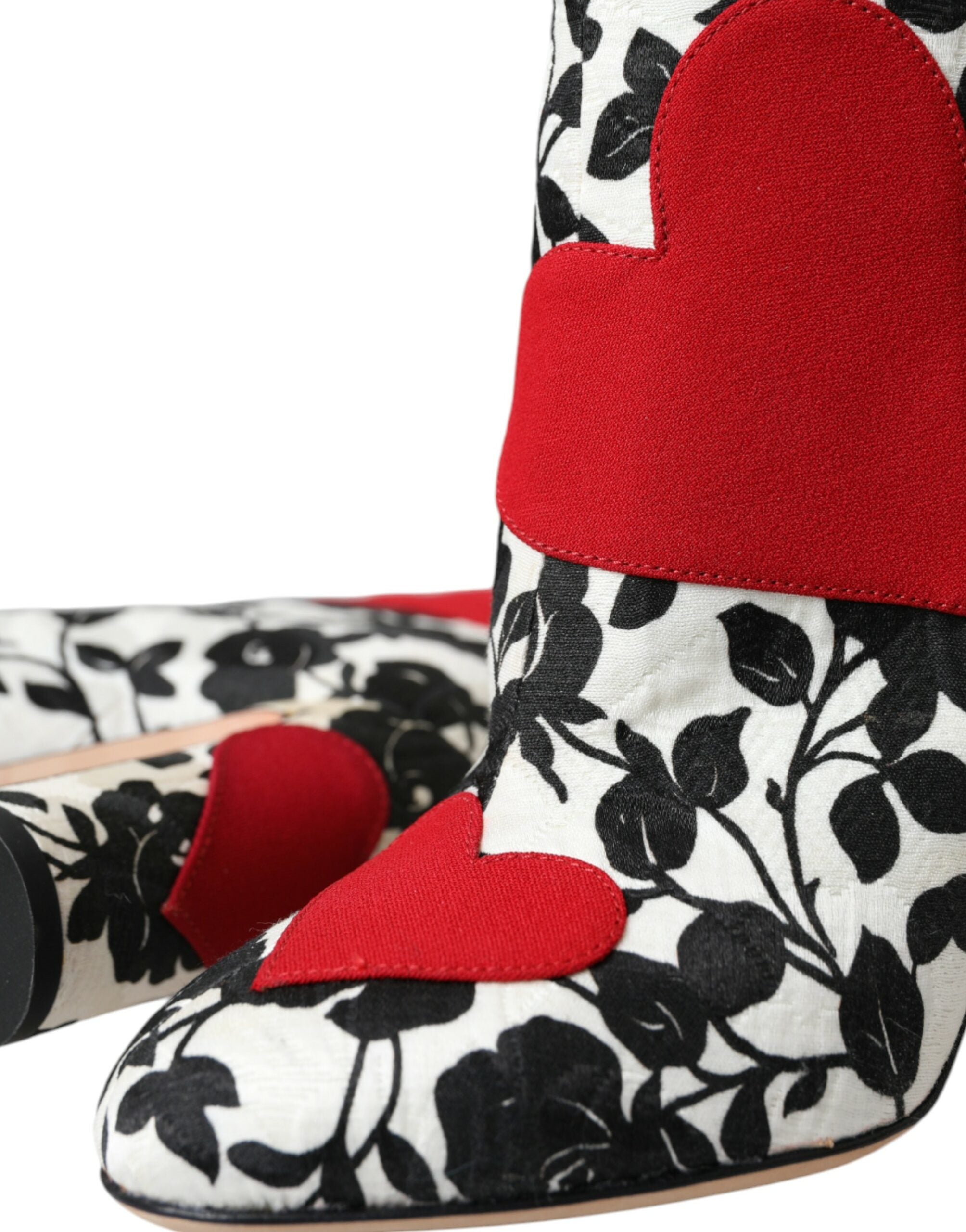 Dolce &amp; Gabbana Weiße Lederstiefel mit Blumenherzen