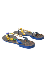 Dolce &amp; Gabbana – Strandschuhe aus blauem Kalbsleder mit Kristallen