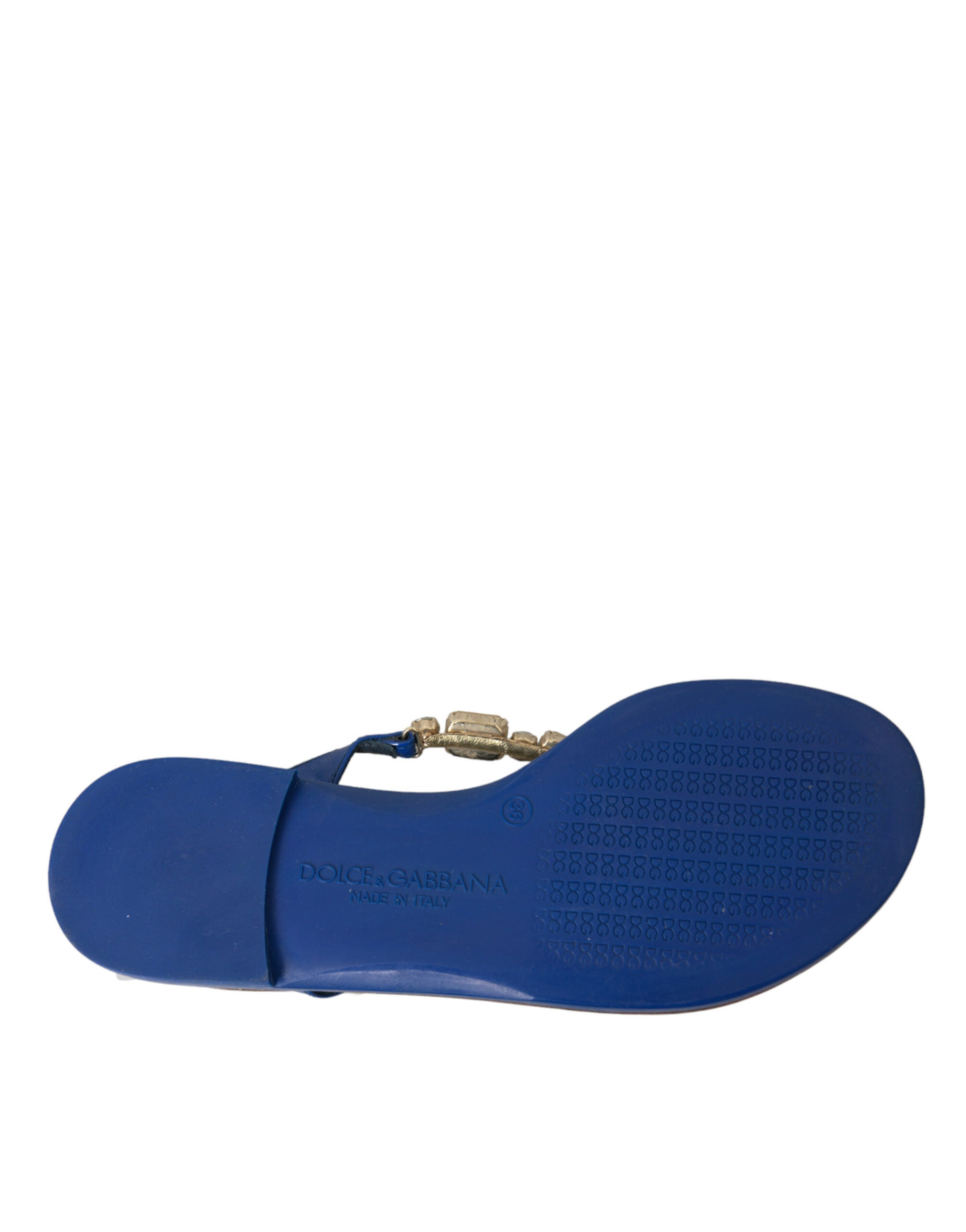 Dolce &amp; Gabbana – Strandschuhe aus blauem Kalbsleder mit Kristallen