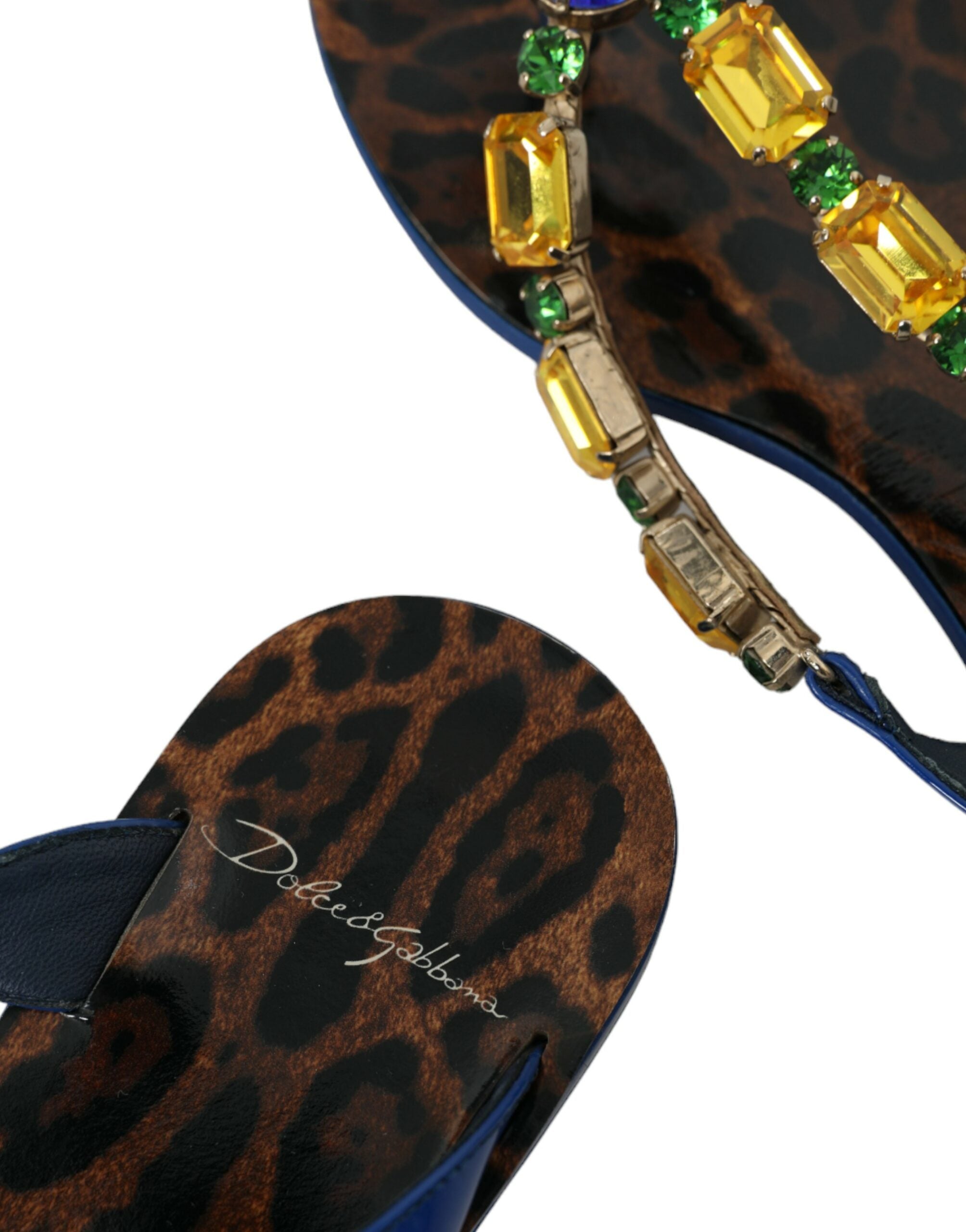 Dolce &amp; Gabbana – Strandschuhe aus blauem Kalbsleder mit Kristallen