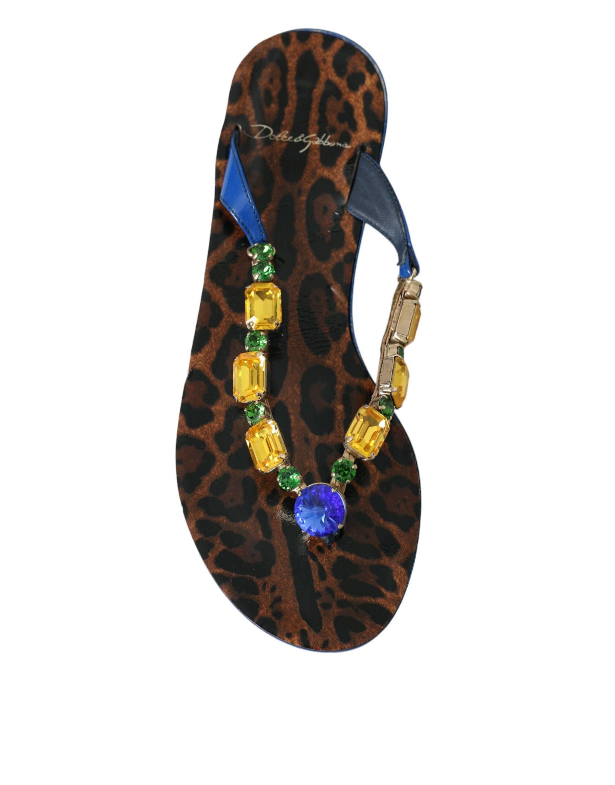 Dolce &amp; Gabbana – Strandschuhe aus blauem Kalbsleder mit Kristallen