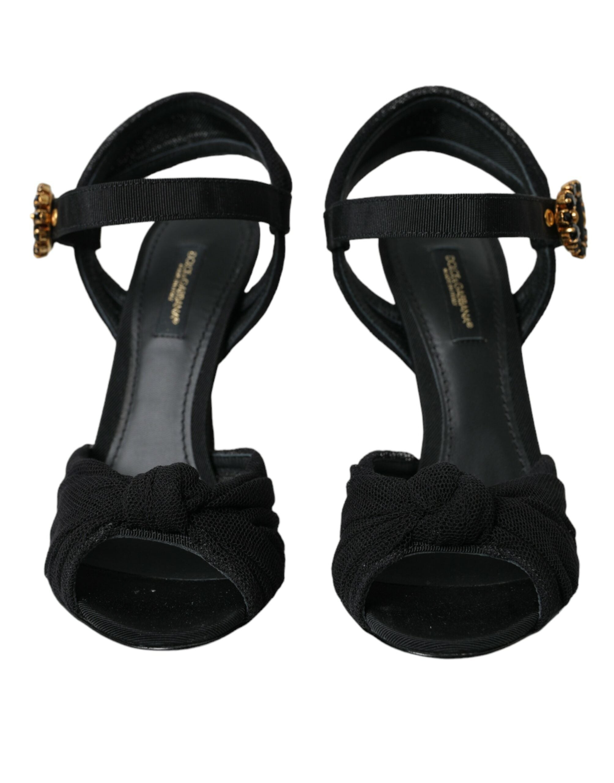 Dolce & Gabbana Schwarze Wildleder-Sandaletten mit Verzierungen