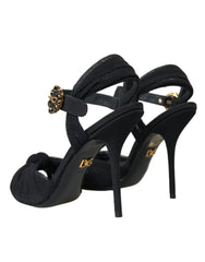Dolce & Gabbana Schwarze Wildleder-Sandaletten mit Verzierungen