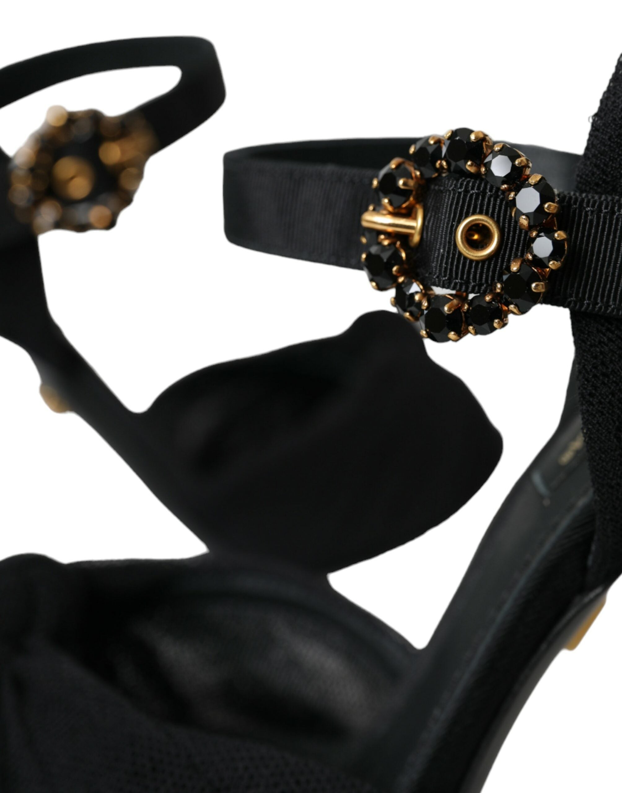 Dolce & Gabbana Schwarze Wildleder-Sandaletten mit Verzierungen