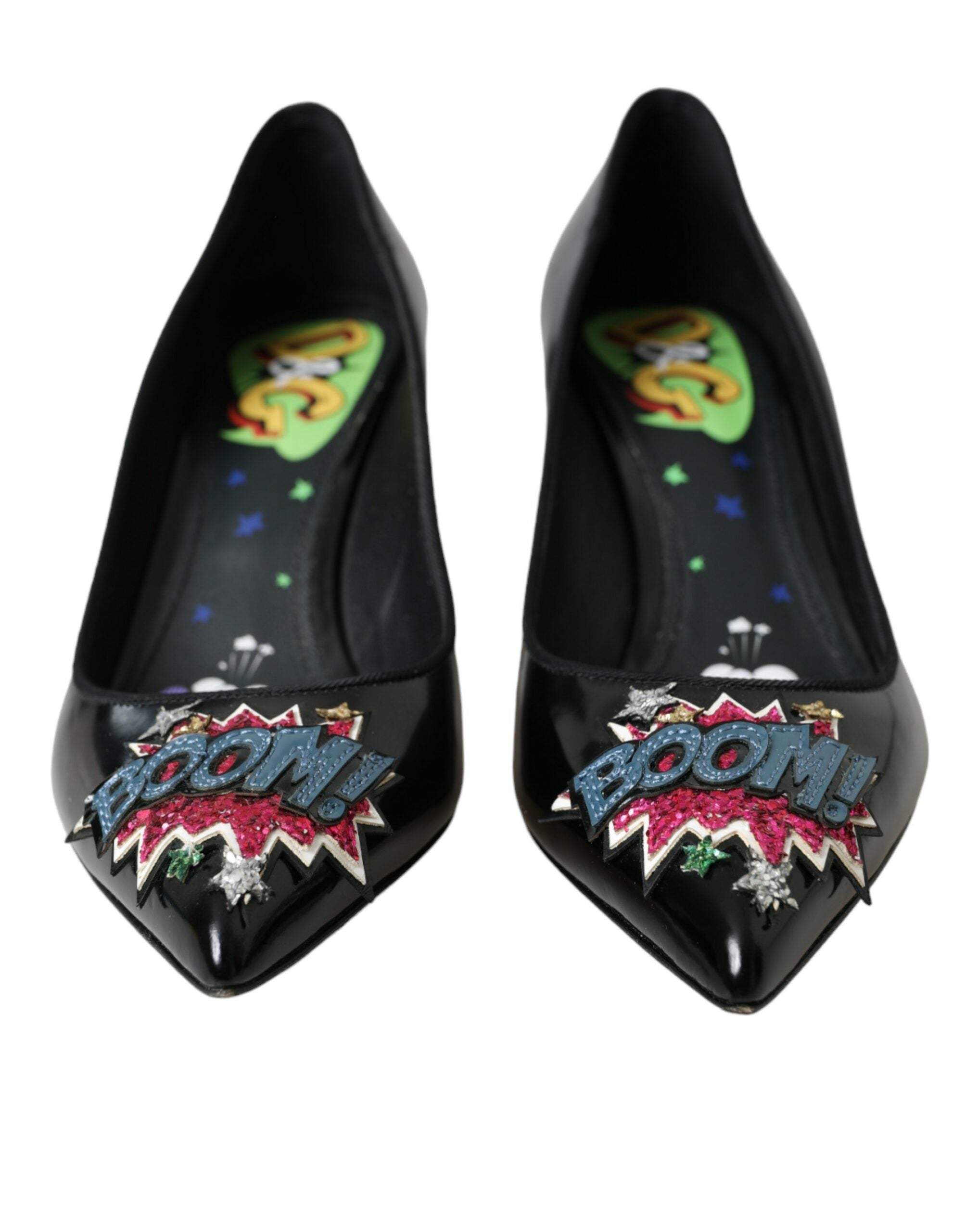 Dolce & Gabbana Schwarze Leder-Pumps mit BOOM-Patch