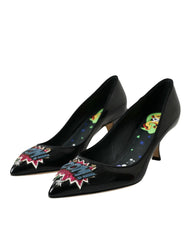 Dolce & Gabbana Schwarze Leder-Pumps mit BOOM-Patch
