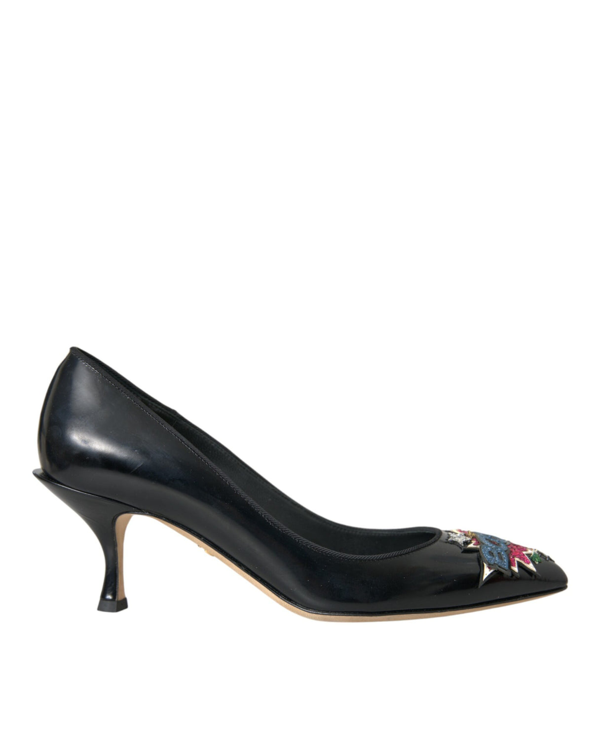 Dolce & Gabbana Schwarze Leder-Pumps mit BOOM-Patch