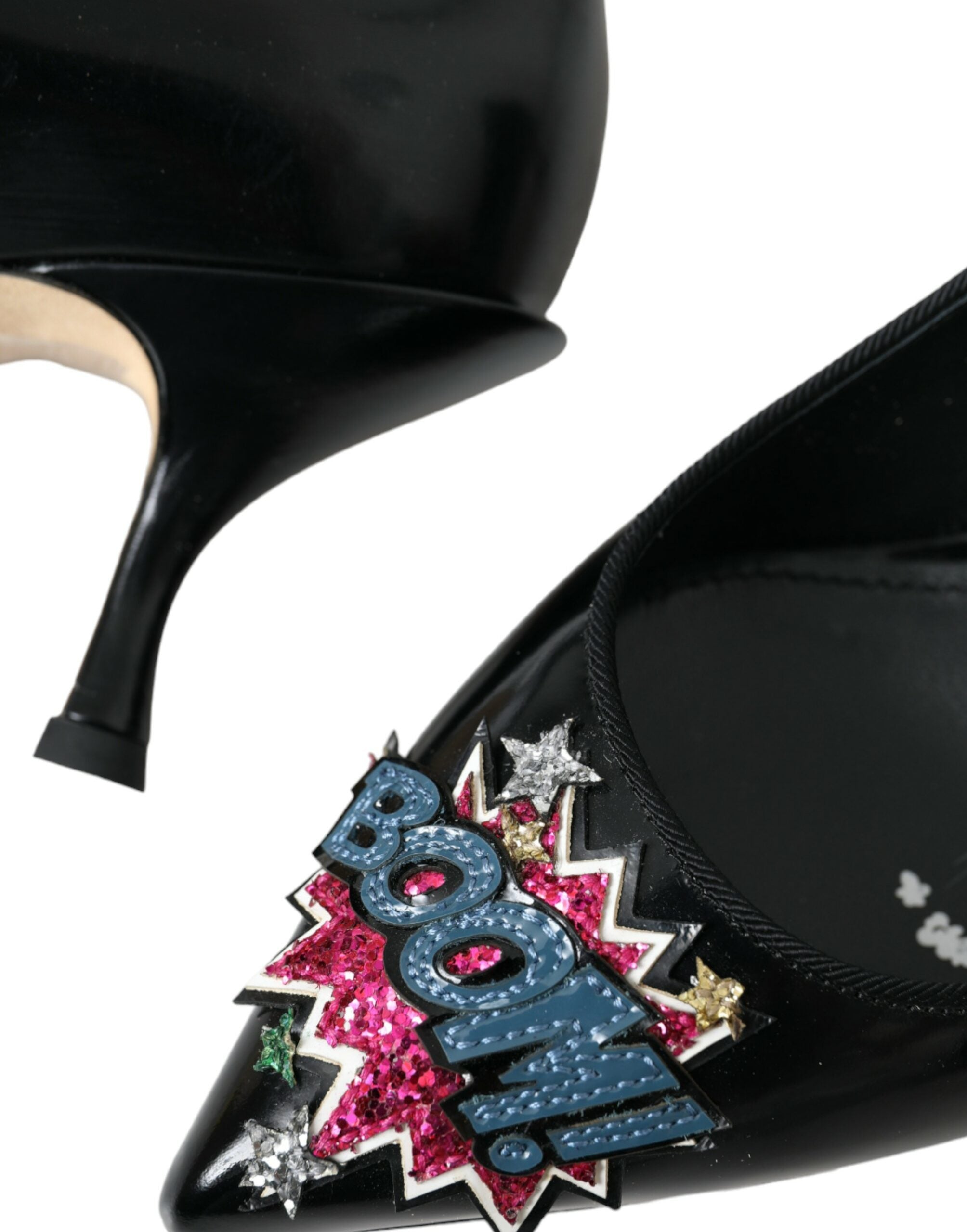 Dolce & Gabbana Schwarze Leder-Pumps mit BOOM-Patch