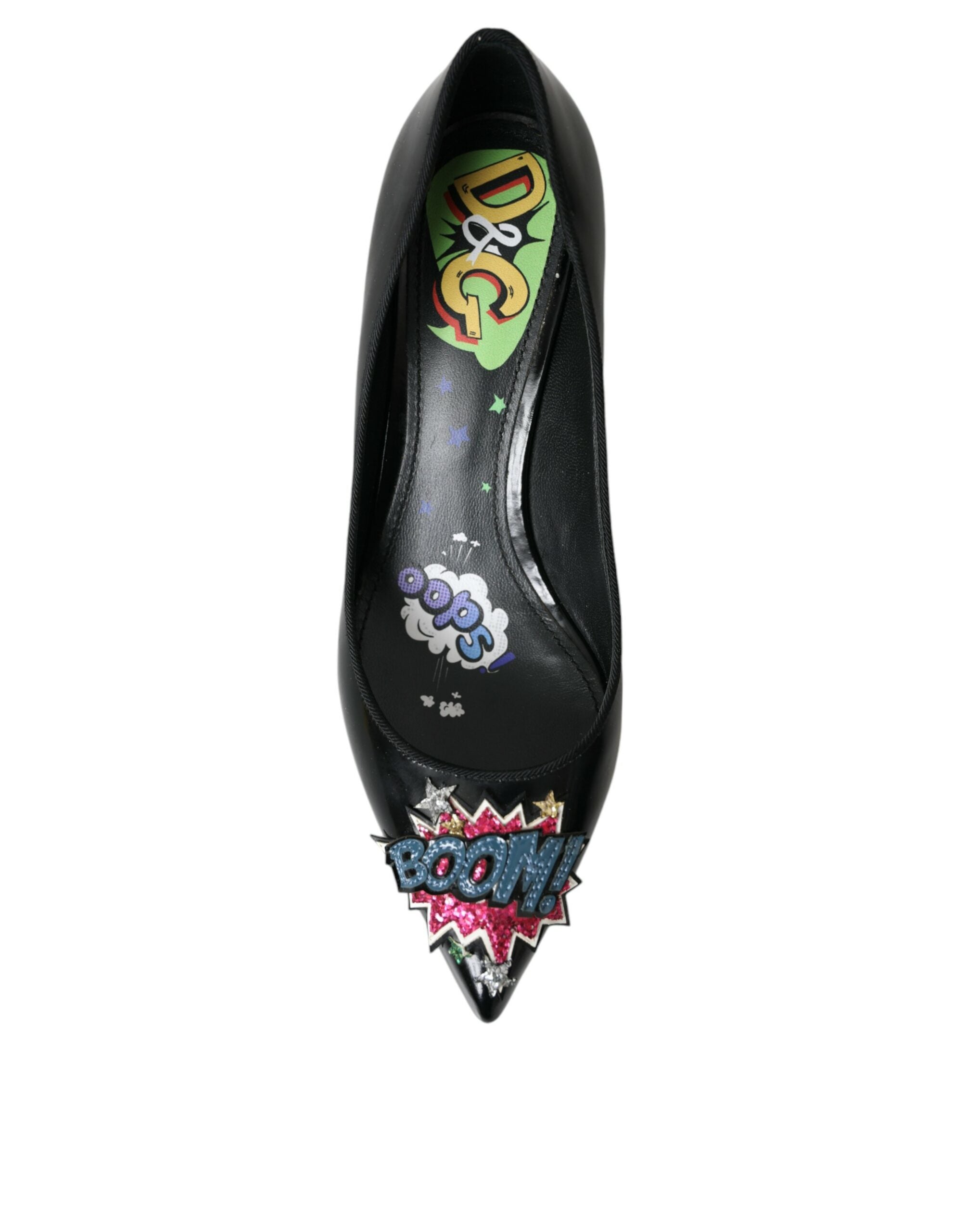 Dolce & Gabbana Schwarze Leder-Pumps mit BOOM-Patch