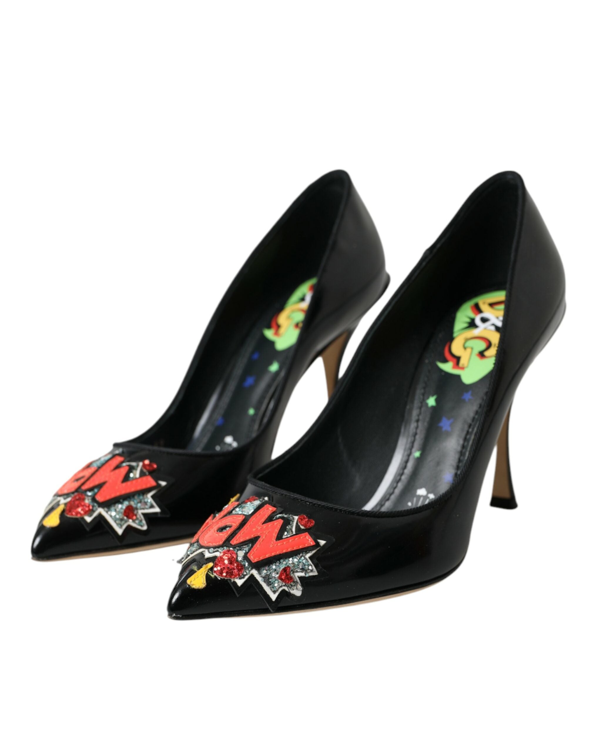 Dolce & Gabbana Zwartleren WOW-Patch Hakken Pumps Schoenen