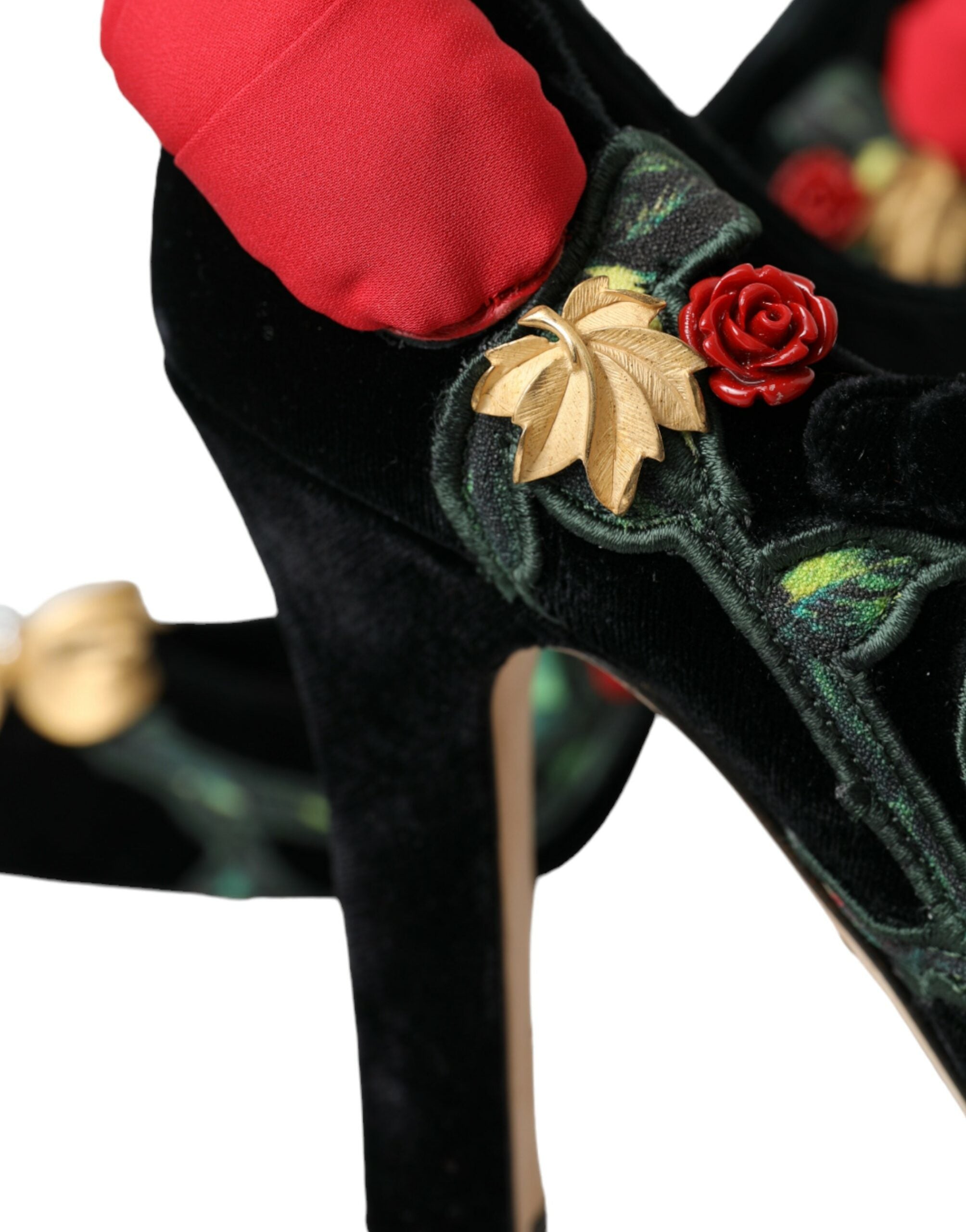 Dolce & Gabbana Schwarze Rosen Kristallbrosche Mary Jane Schuhe
