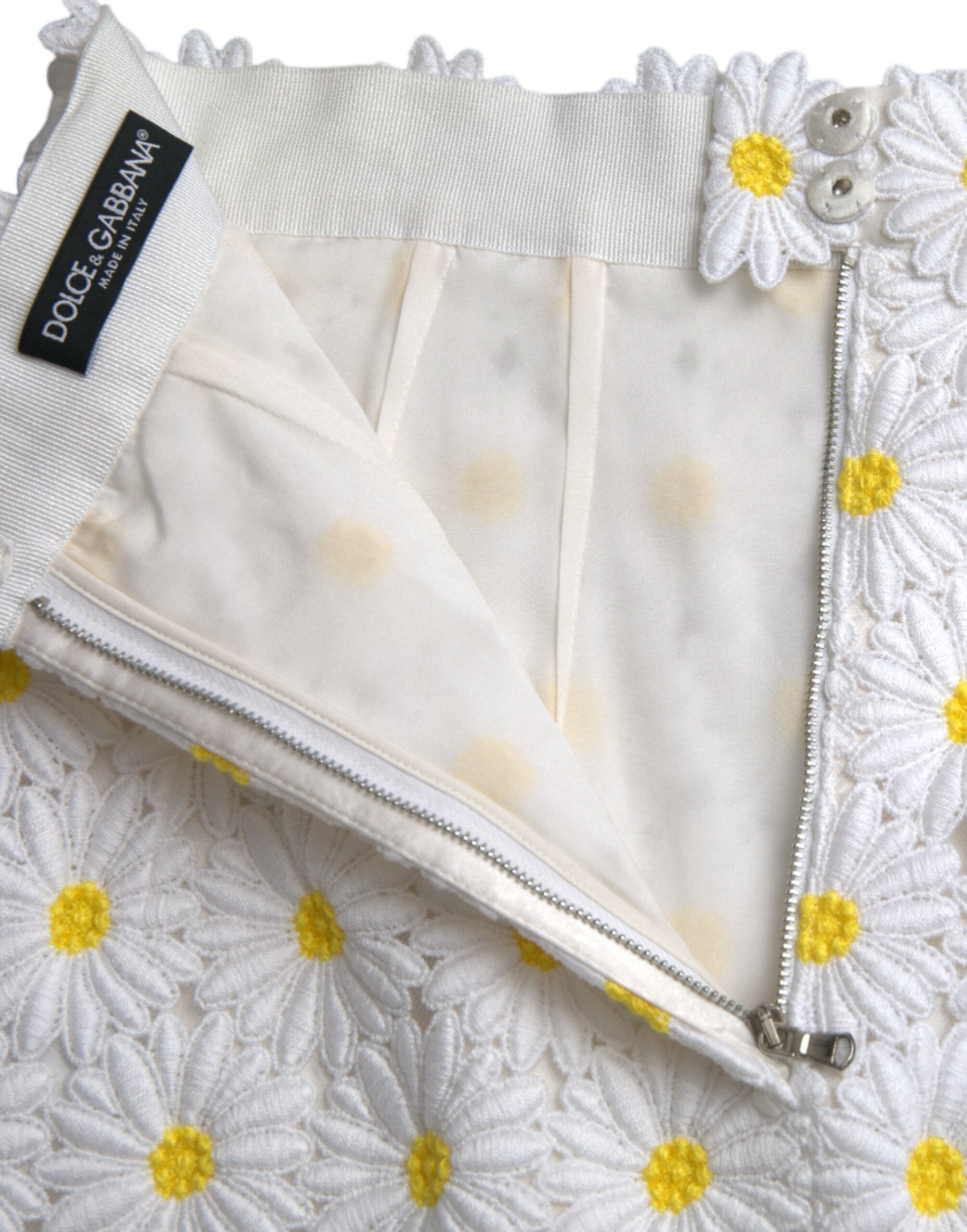 Dolce & Gabbana Weißer floraler A-Linien-Minirock