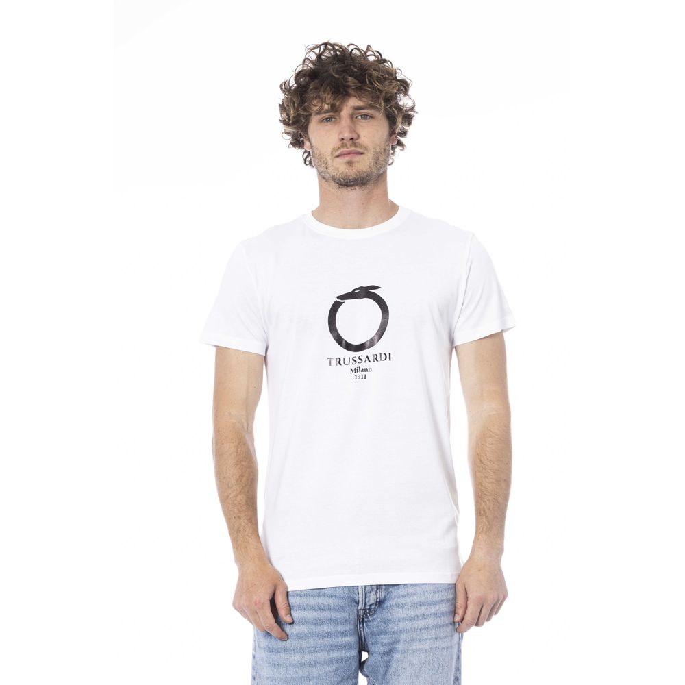 Trussardi Beachwear weißes Baumwoll-T-Shirt