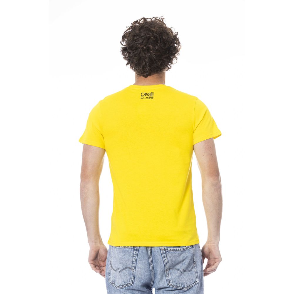 Cavalli Class Geel Katoenen Heren T-Shirt