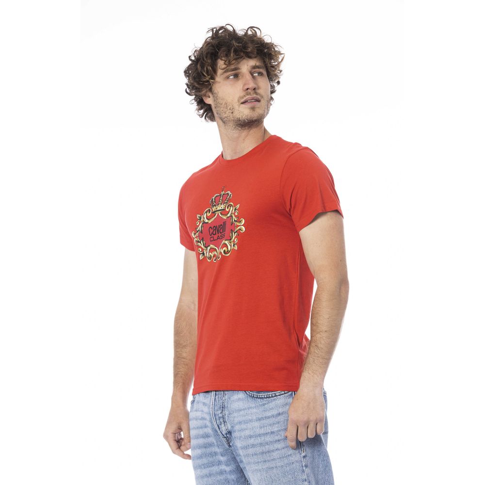 Cavalli Class Rotes Baumwoll-Herren-T-Shirt