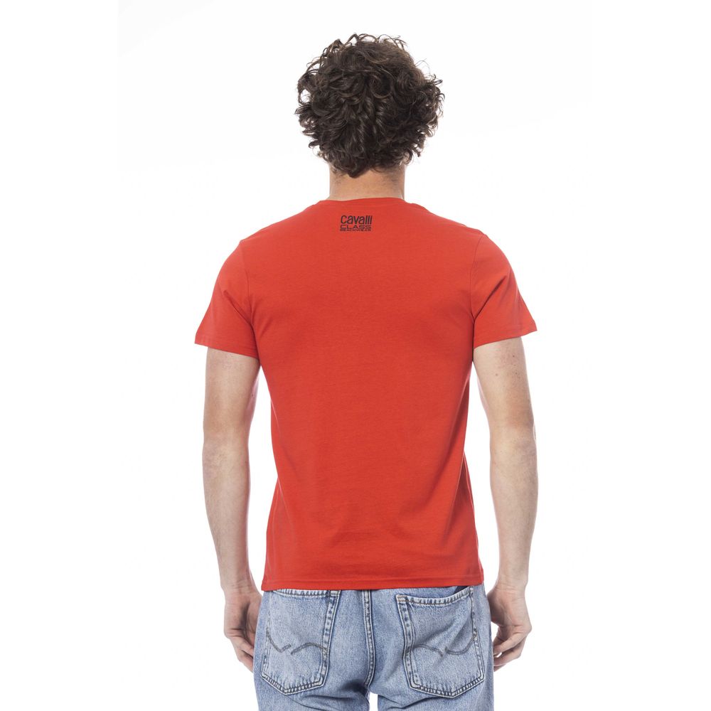 Cavalli Class Rotes Baumwoll-Herren-T-Shirt