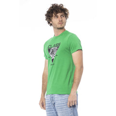 Cavalli Class Grünes Baumwoll-T-Shirt für Herren