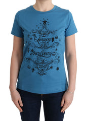 Dolce & Gabbana Blaues Baumwoll-T-Shirt mit Motiv 2017