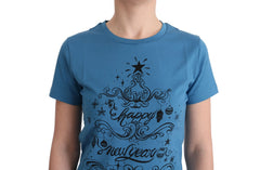 Dolce & Gabbana Blaues Baumwoll-T-Shirt mit Motiv 2017