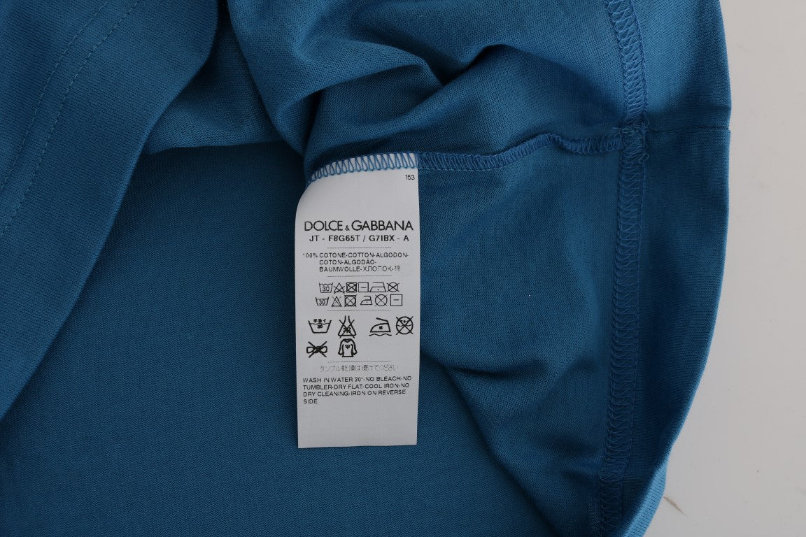 Dolce & Gabbana Blaues Baumwoll-T-Shirt mit Motiv 2017