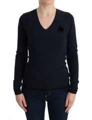 Costume National Blauer V-Ausschnitt Pullover aus Viskose