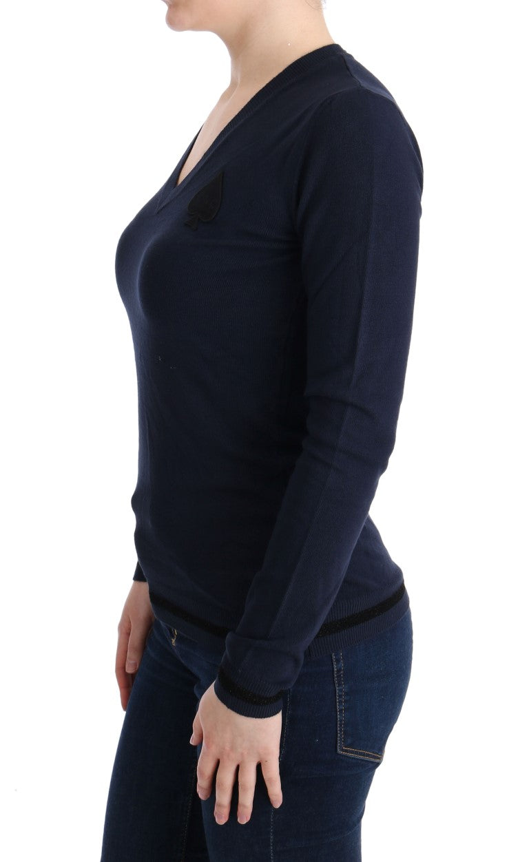 Costume National Blauer V-Ausschnitt Pullover aus Viskose